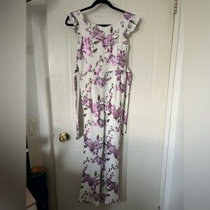 Belle Badgley Mischka Girls Floral Poly Jumpsuit